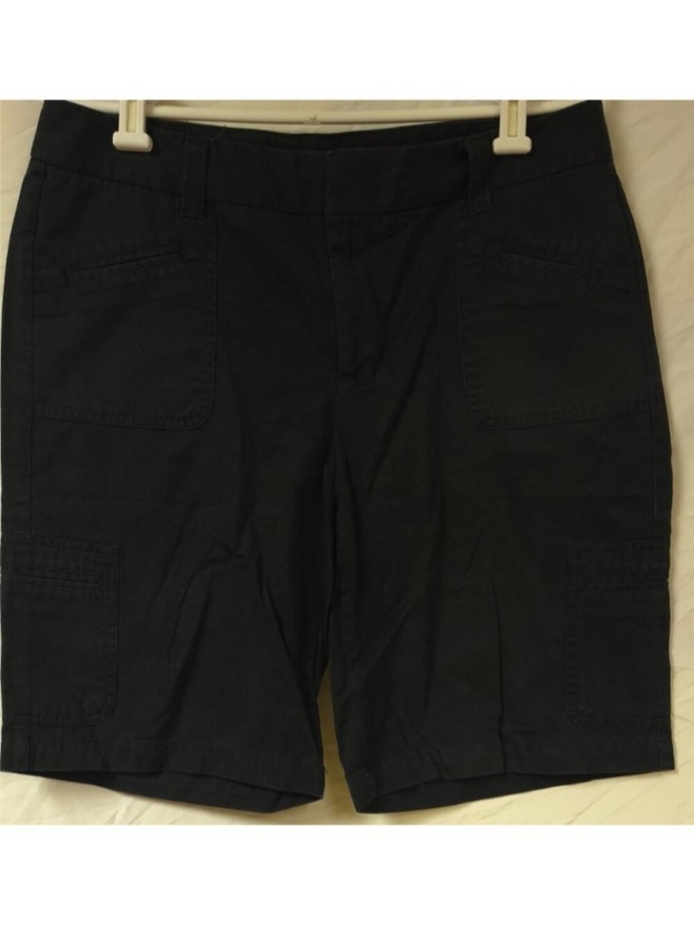 Dockers Ideal Favorite Fit Womens 10 Black Khaki Cargo Utility Shorts 32X11